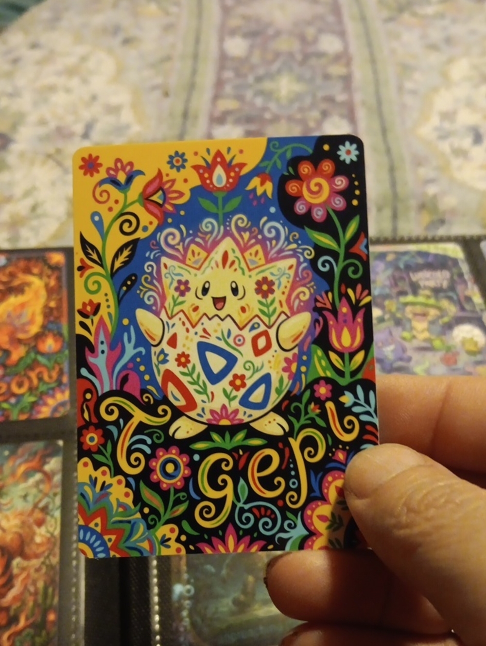 Colorful Floral Egg Character Art Card - Multicolor